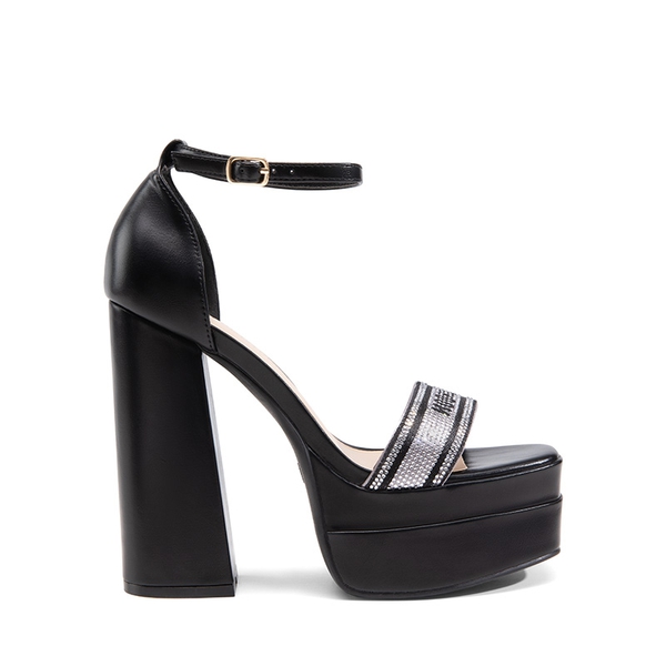 Rhinestone High-heel Platform Sandals - BLACK - 3
